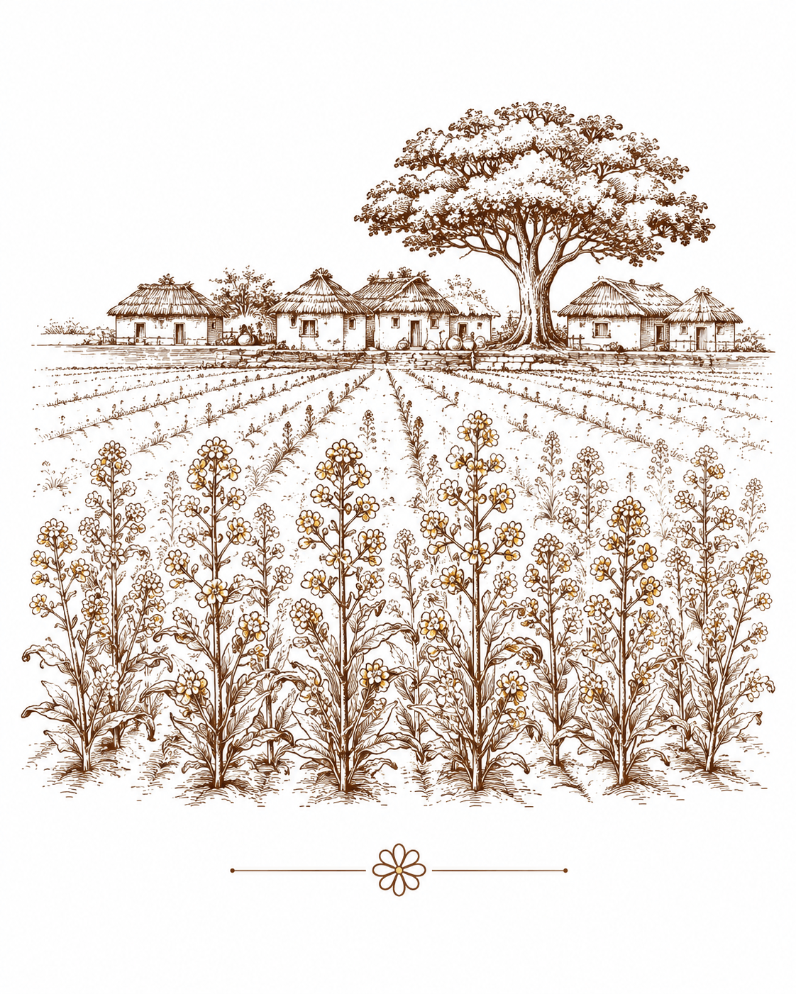 Mustard fields and village homes rooted in the Indian heartland