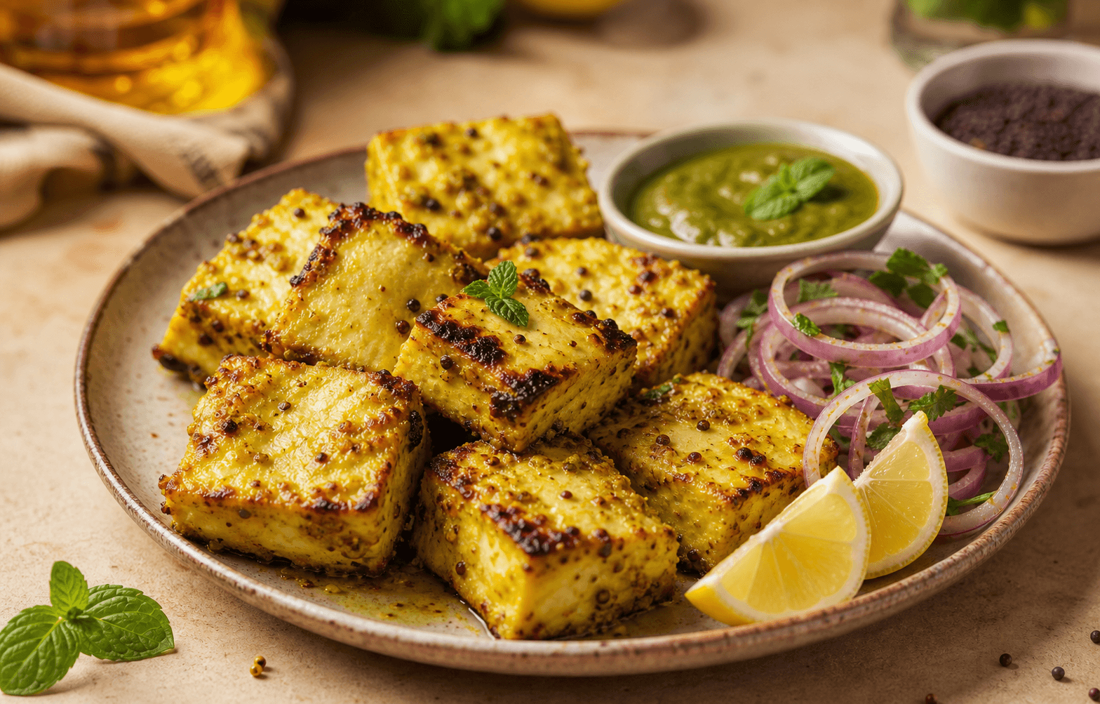 Kasundi Paneer Tikka vegetarian recipe